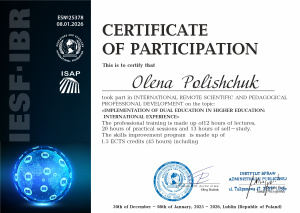 МІЖНАРОДНЕ ПІДВИЩЕННЯ КВАЛІФІКАЦІЇЇ ЩОДО ВИКОРИСТАННЯ ДУАЛЬНОЇ ОСВІТИ У ВНЗ